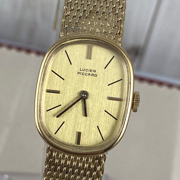 Vintage 1970's 18K Gold Plated 17 Jewel Swiss Watch by Lucien Piccard